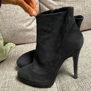 Zara Black Suede Heeled Booties